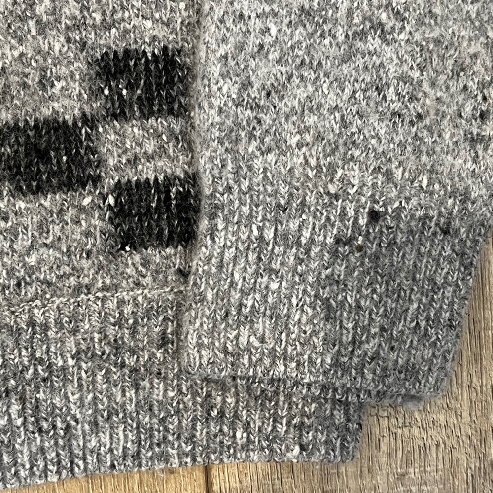 Made in Italy Wool Mohair Silk Geometric Intarsia Knit Sweater Grey Kids - Picture 3 of 7